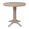 International Concepts 36 in. Solid Wood Round Top Pedestal Counter Height Dining Table with 2 Stools, Washed Gray Taupe K09-36RT-27B-S6172-2 - alternate 3